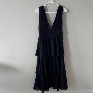 Elegant Black Backless Layered Dress